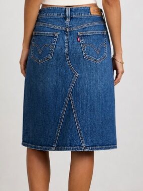 Levi’s High-Rise A-Line Decon Iconic Red Tab Denim Midi Denim Skirt (14)